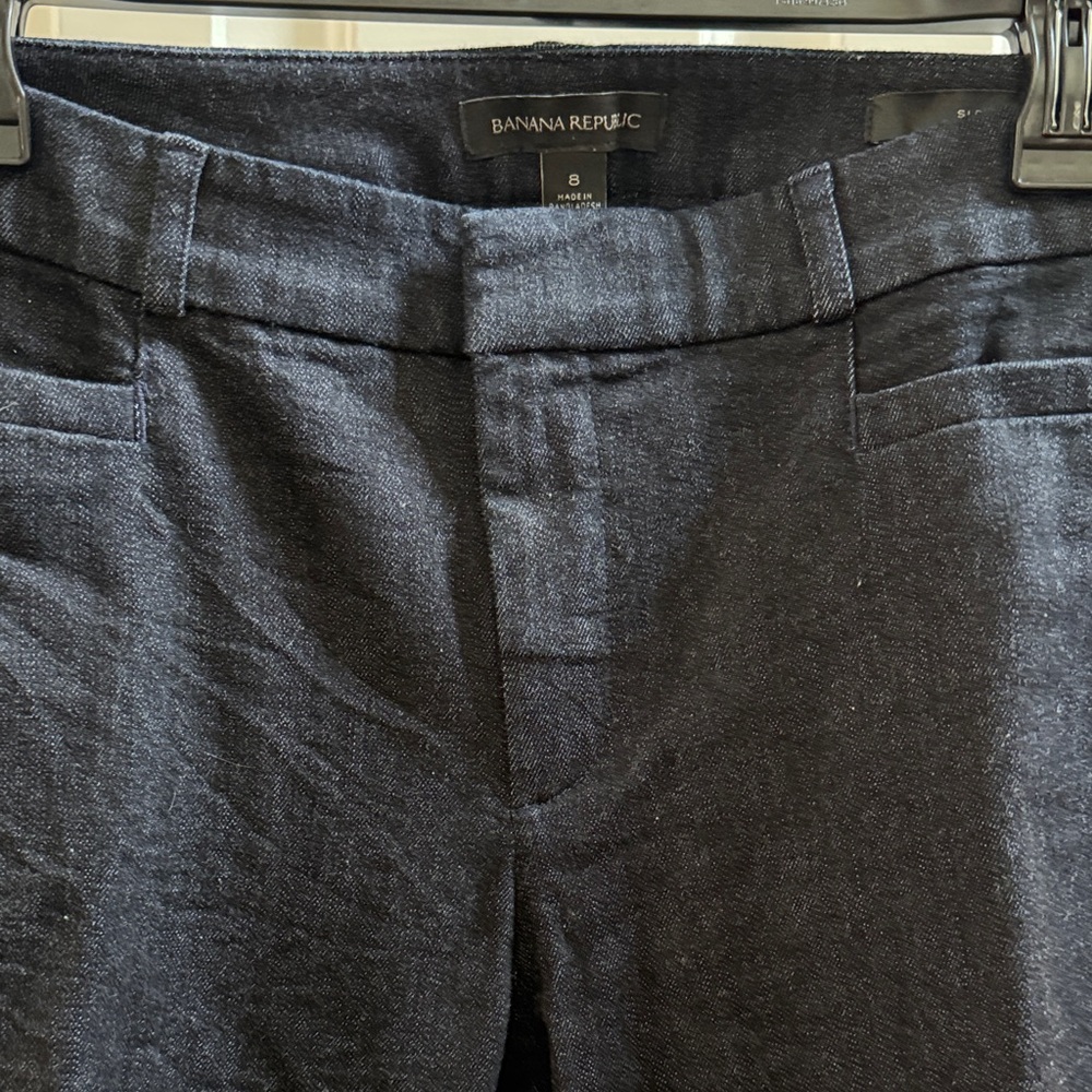 Banana Republic Popular Sloan Denim-Look Straight-Leg Dress Pants Dark Rinse